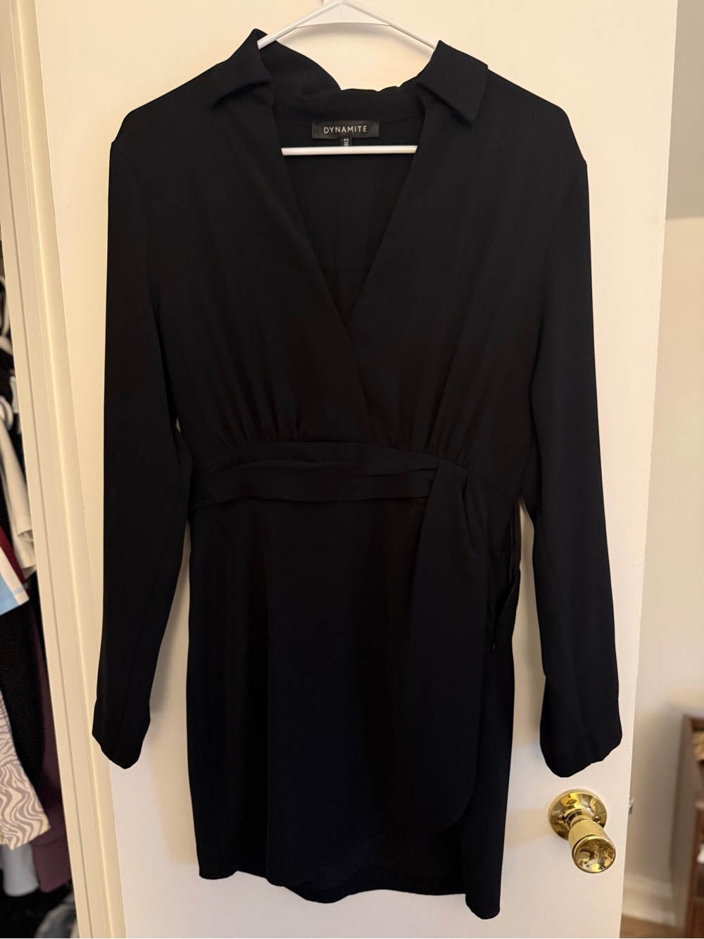 Dynamite Black Long-Sleeve Wrap Blazer Mini Dress